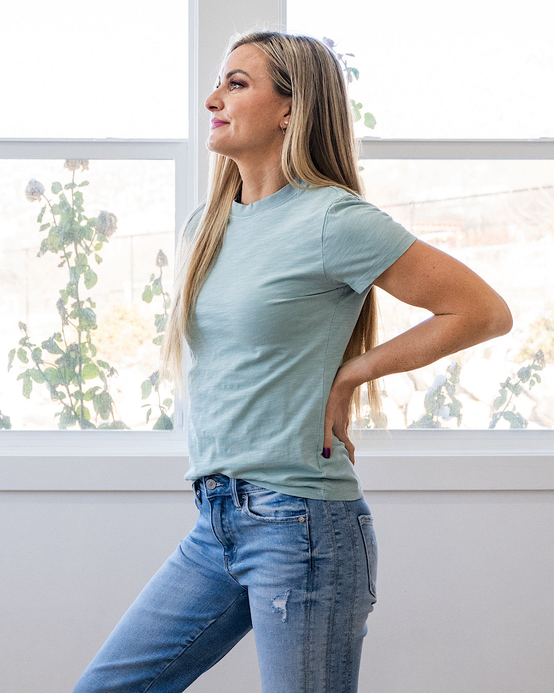 NEW! Melinda Short Sleeve Top - Seafoam Be Cool