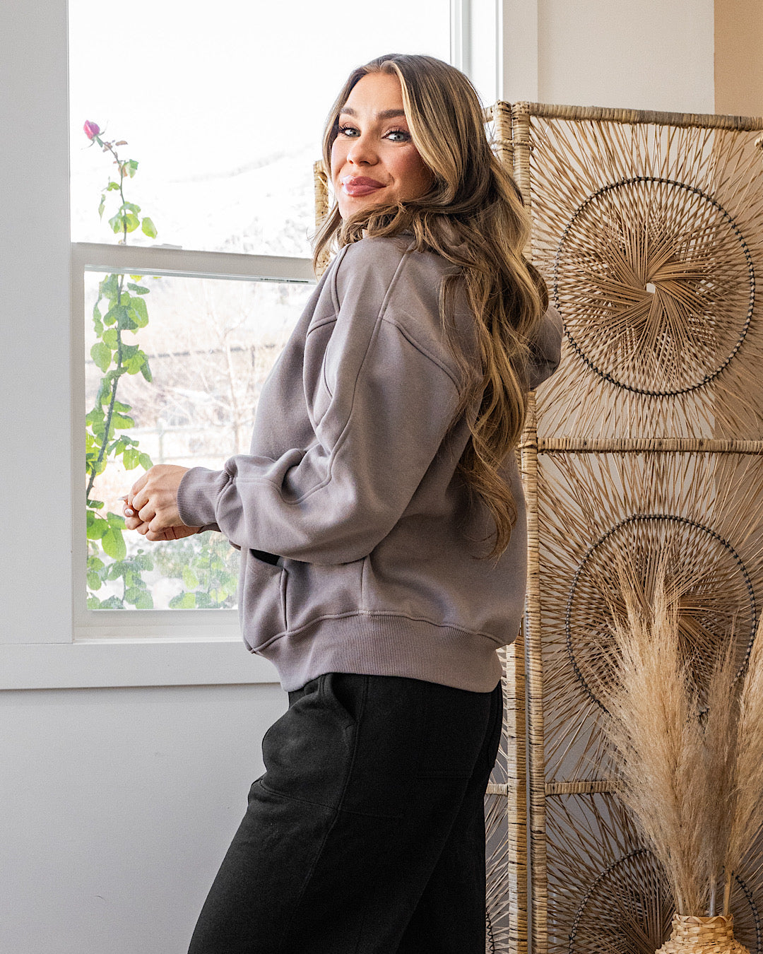 NEW! Rae Mode Fleece Oversized Hoodie - Dark Taupe Rae Mode