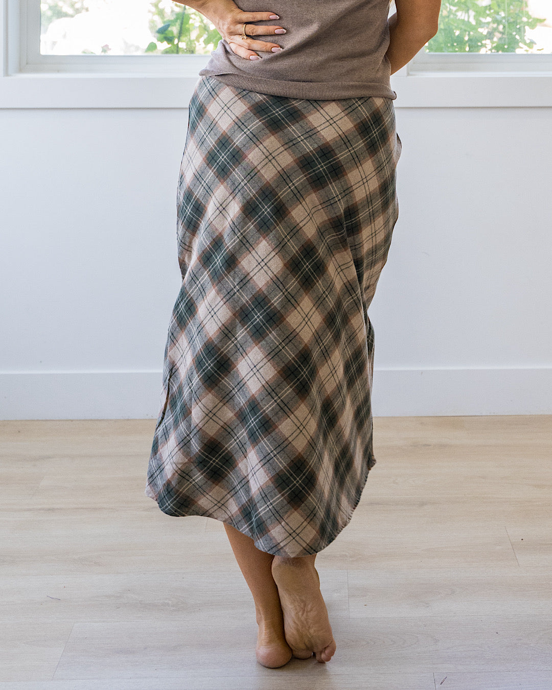 Jade Plaid A-Line Skirt - Hunter Green Be Cool