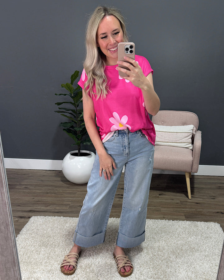 Becca Daisy Cap Sleeve Top - Fuchsia FINAL SALE 7th Ray