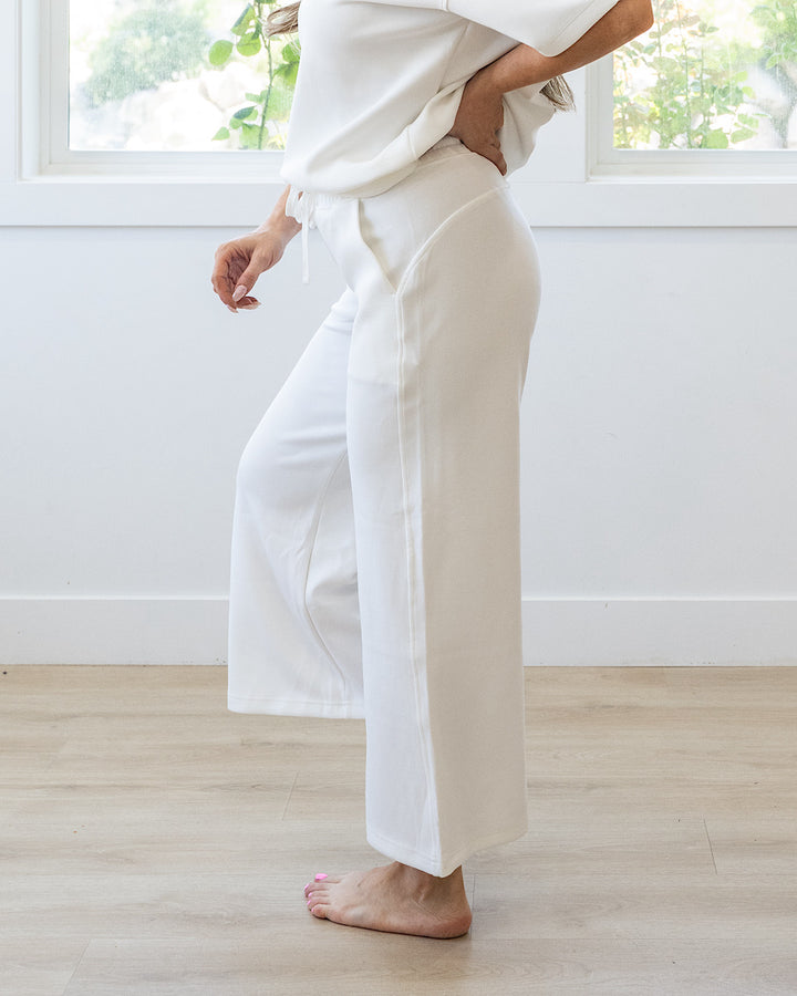 NEW! Kendall Scuba Fabric Wide Leg Pants - Cream Rae Mode