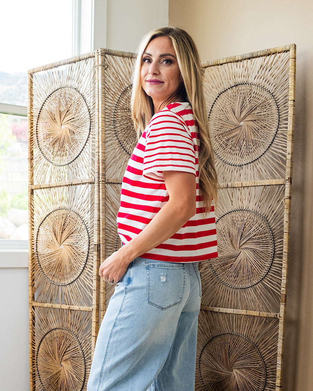 Carmen Striped Top - Cherry SALE Wishlist