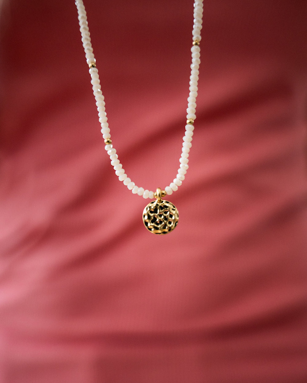 Light Pink Beaded Pendant Necklace Trendy Wholesale