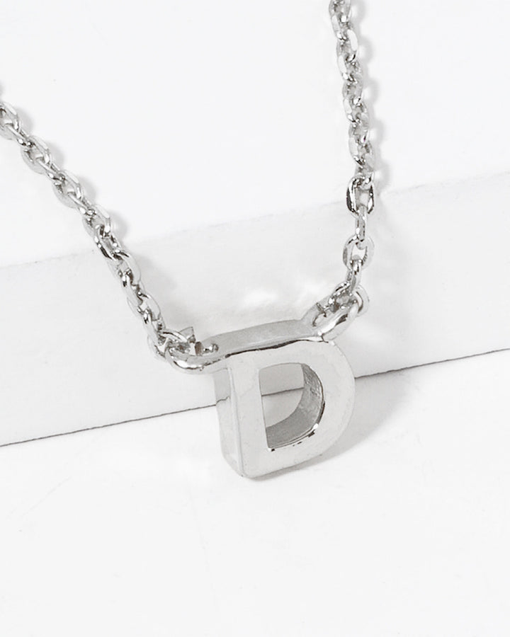 Dainty White Gold Initial Necklace - Pick Your Initial Trendy Wholesale D One Size