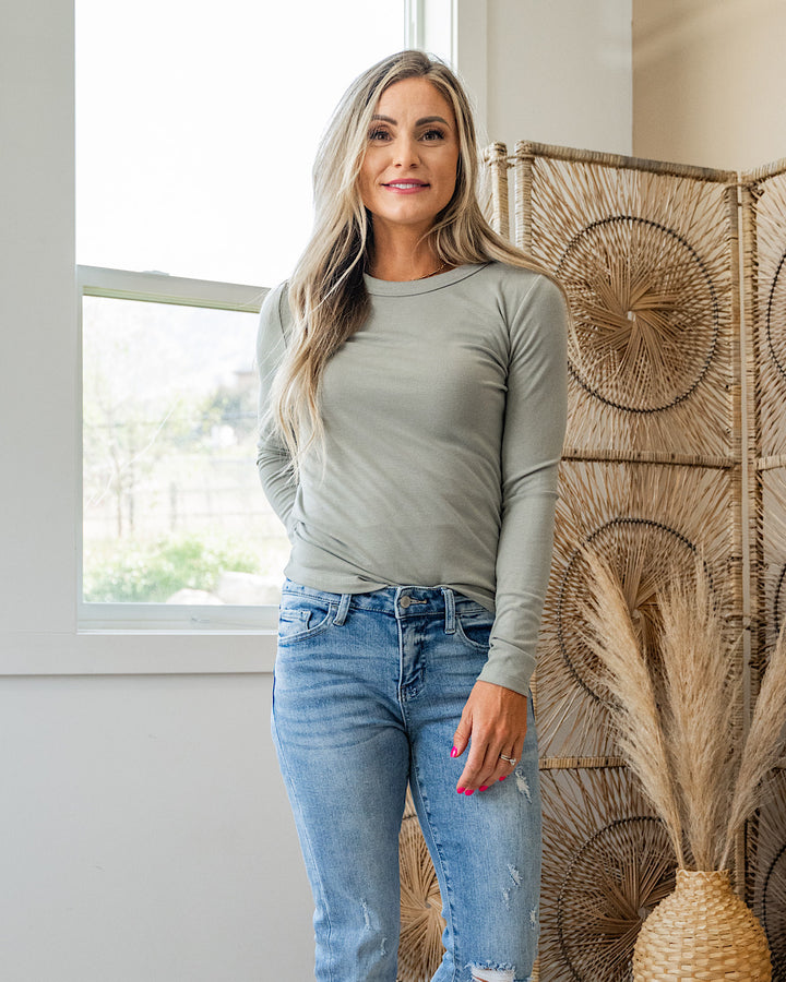 Elle Long Sleeve Knit Top - Color Options Available! Be Cool Sage