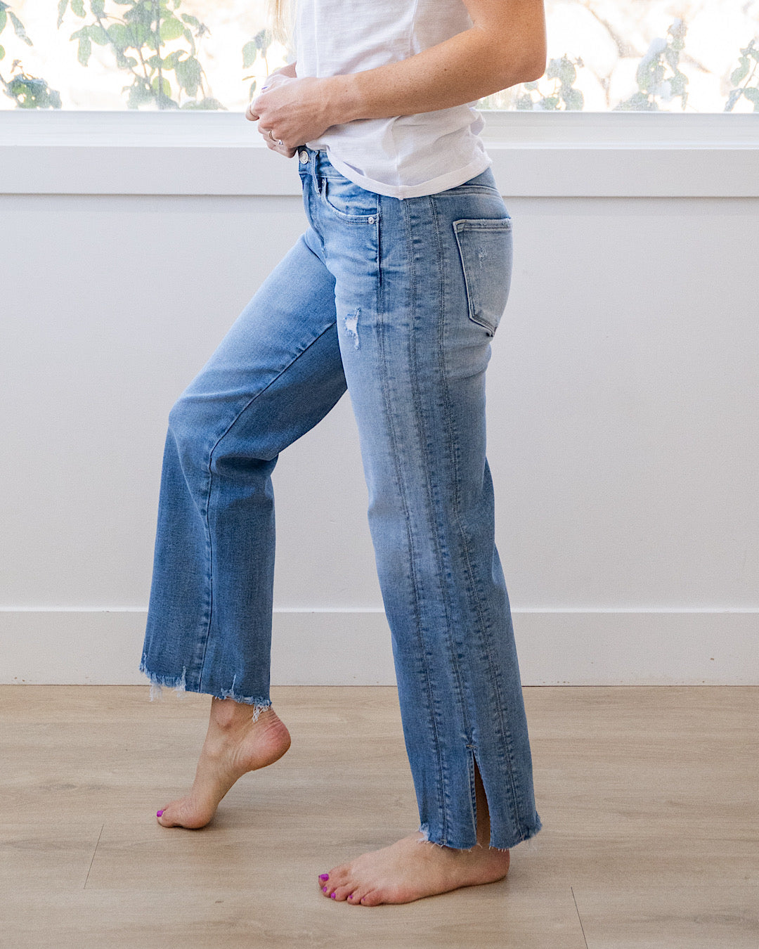 KanCan Evalina Side Slit Straight Jeans KanCan