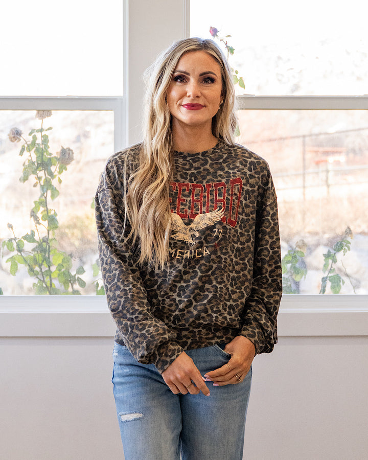Free Bird America 1977 Leopard Long Sleeve Top Zutter
