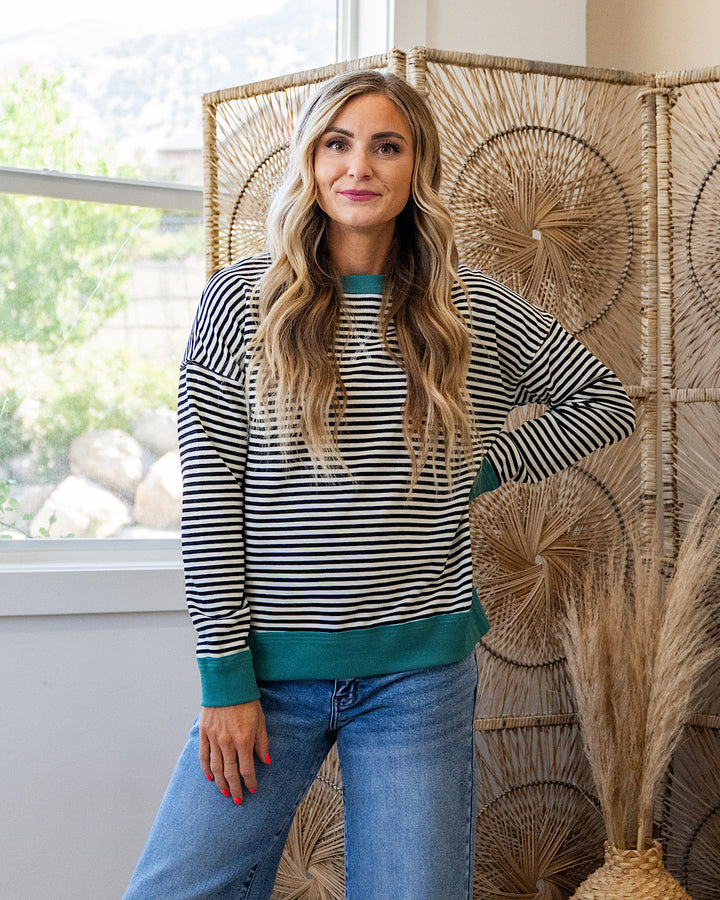 Kaylee Striped Top - Black & Ivory Staccato