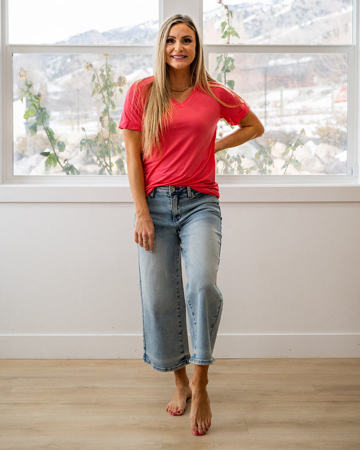 NEW! Sophie V Neck Top - Sun Kissed Coral Michelle Mae