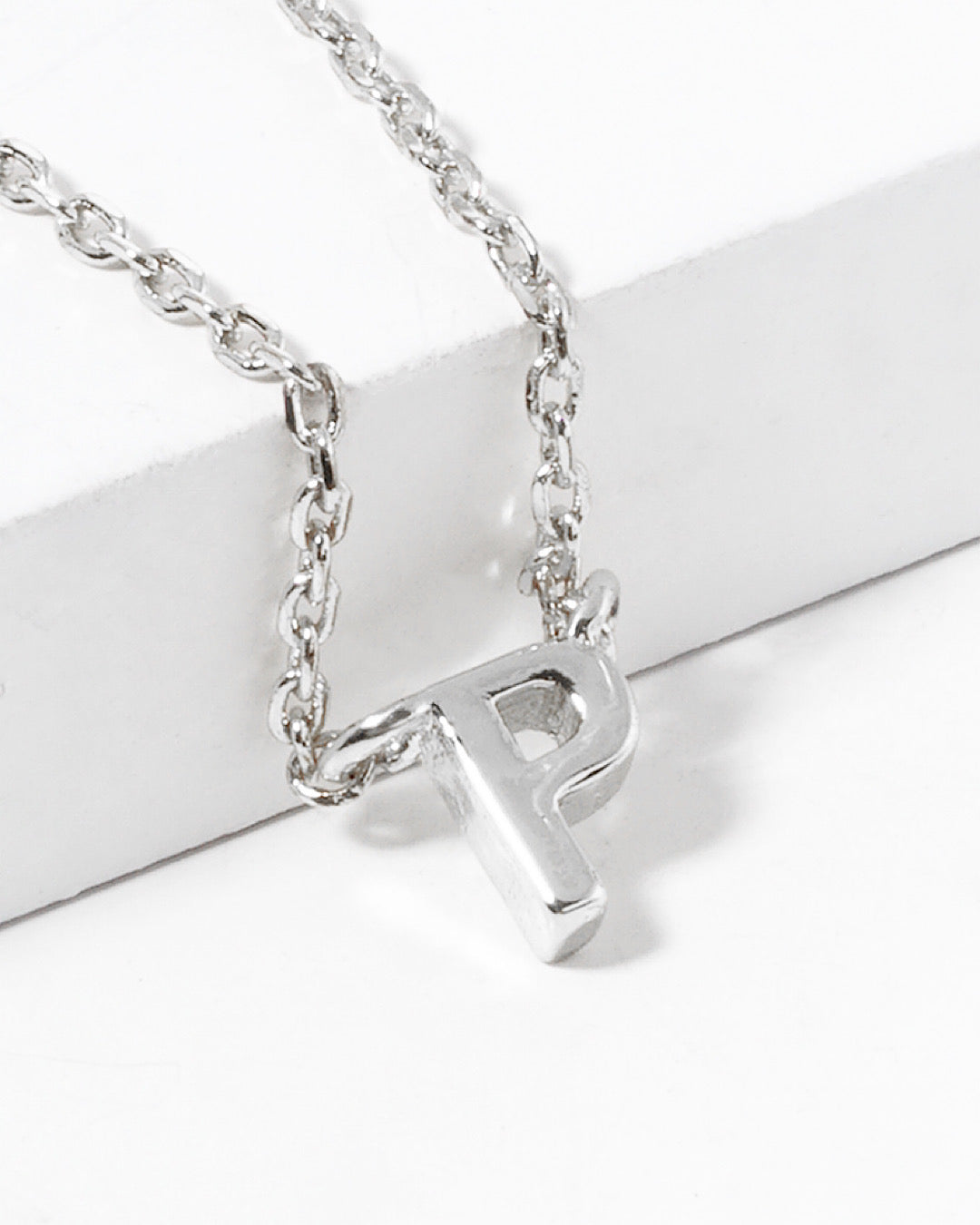 Dainty White Gold Initial Necklace - Pick Your Initial Trendy Wholesale P One Size
