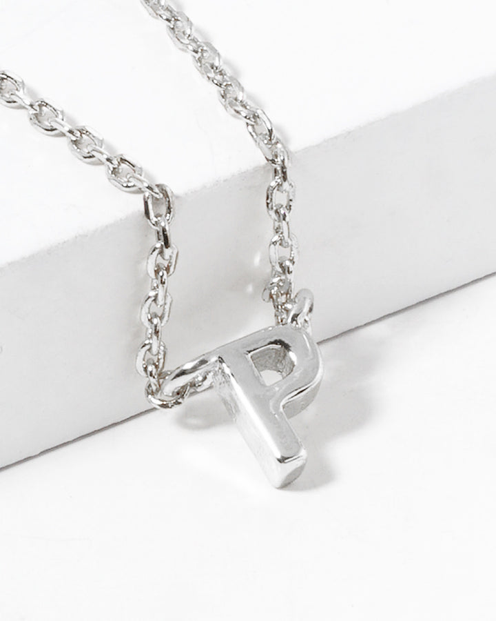 Dainty White Gold Initial Necklace - Pick Your Initial Trendy Wholesale P One Size