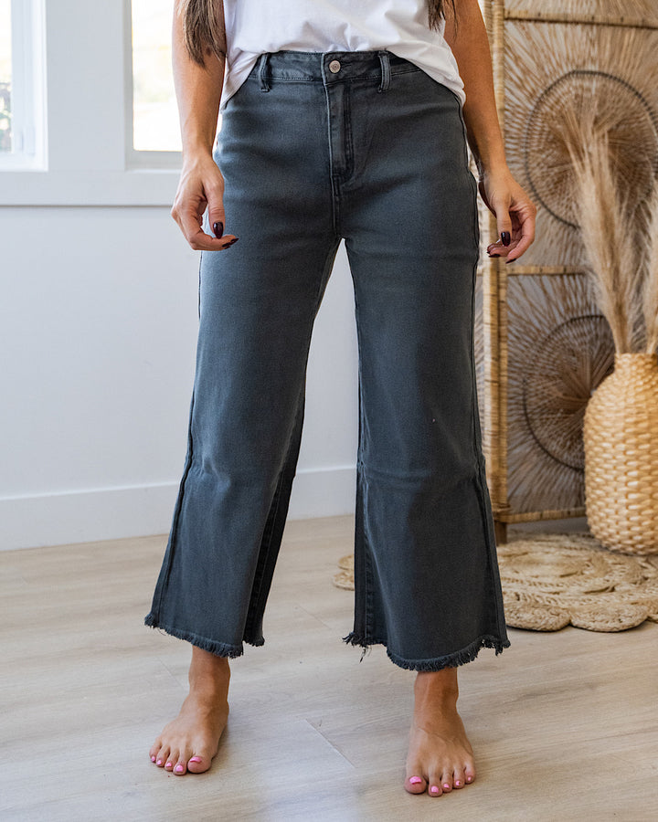 Mae Wide Leg Cropped Jeans - Color Options Available! Zenana Ash Black