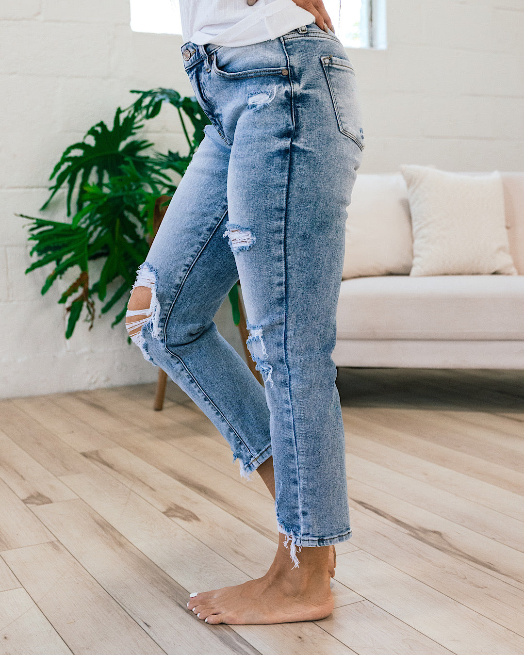 Ampersand Ave Henley Distressed Straight Jeans SALE Ampersand Ave