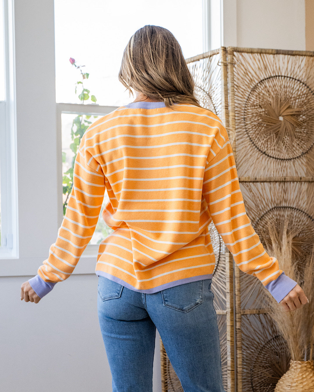 Charlotte Contrast Striped Sweater - Light Orange FINAL SALE Staccato