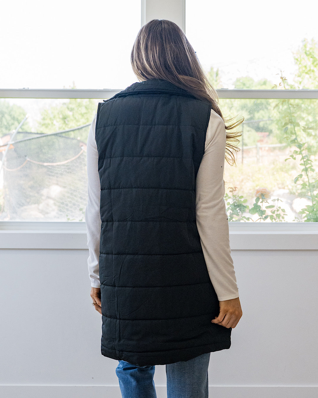 NEW! Harlow Long Vest - Black Michelle Mae