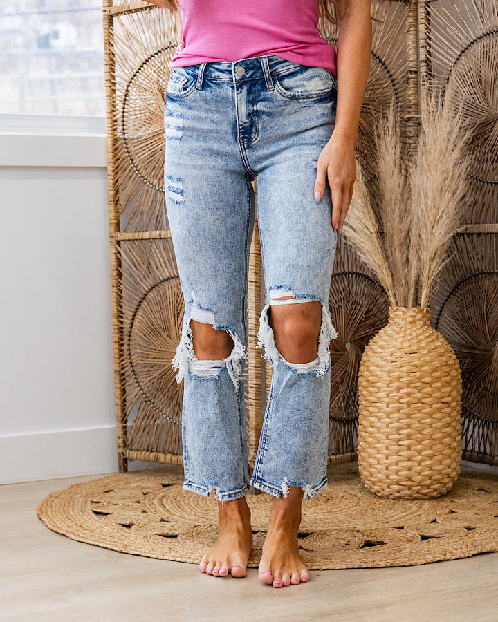 Lovervet Cambria Distressed Acid Wash Straight Jeans Vervet