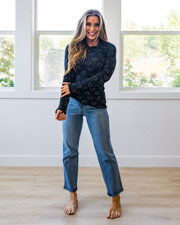 NEW! Blair Long Sleeve Top - Midnight Ghosts Michelle Mae