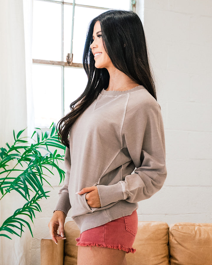 Girlfriend Crewneck Sweatshirt - Ash Mocha  Zenana   