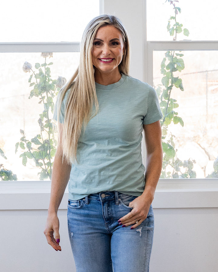 NEW! Melinda Short Sleeve Top - Seafoam Be Cool