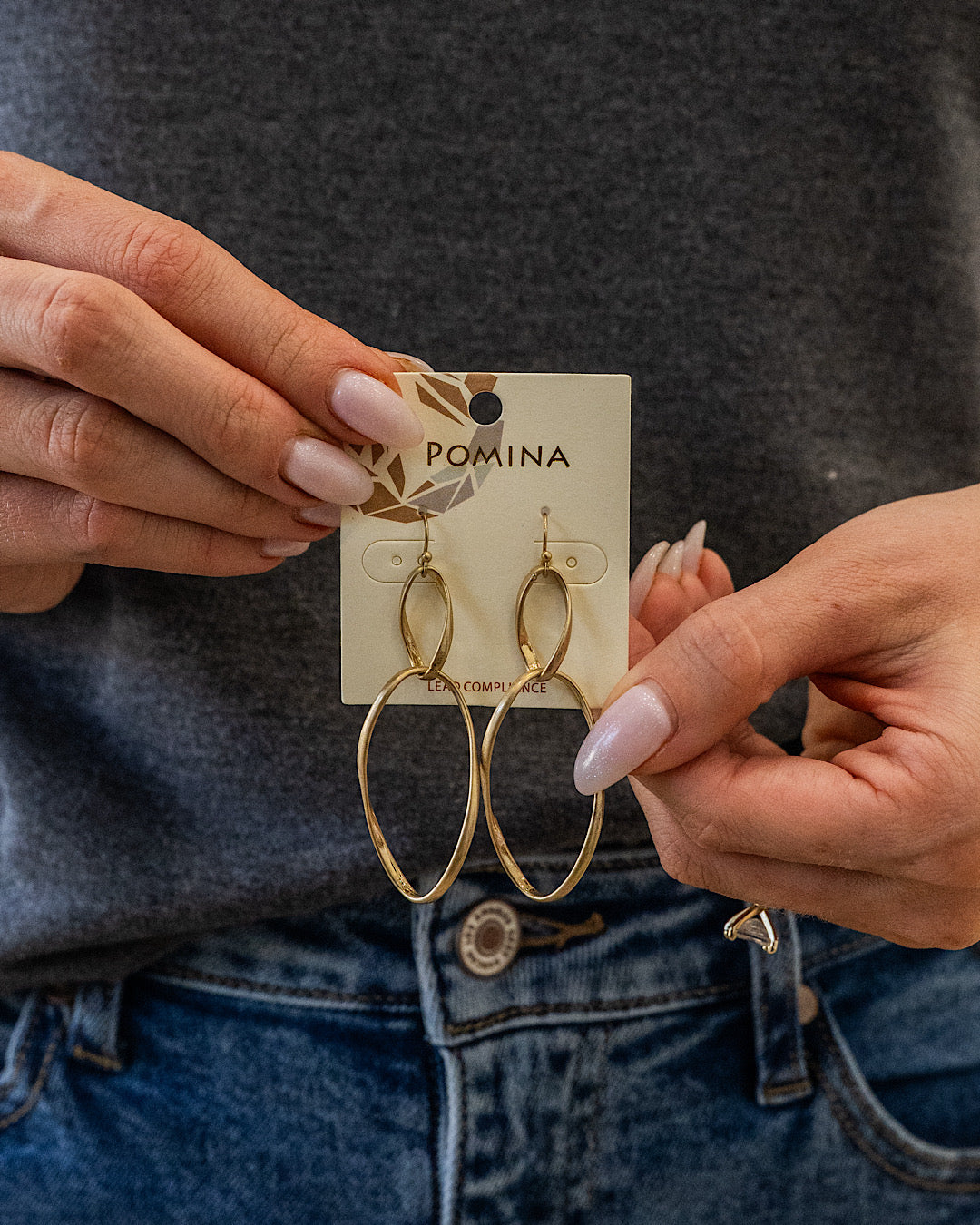Twisted Brass Dangle Earrings - Gold Trendy Wholesale