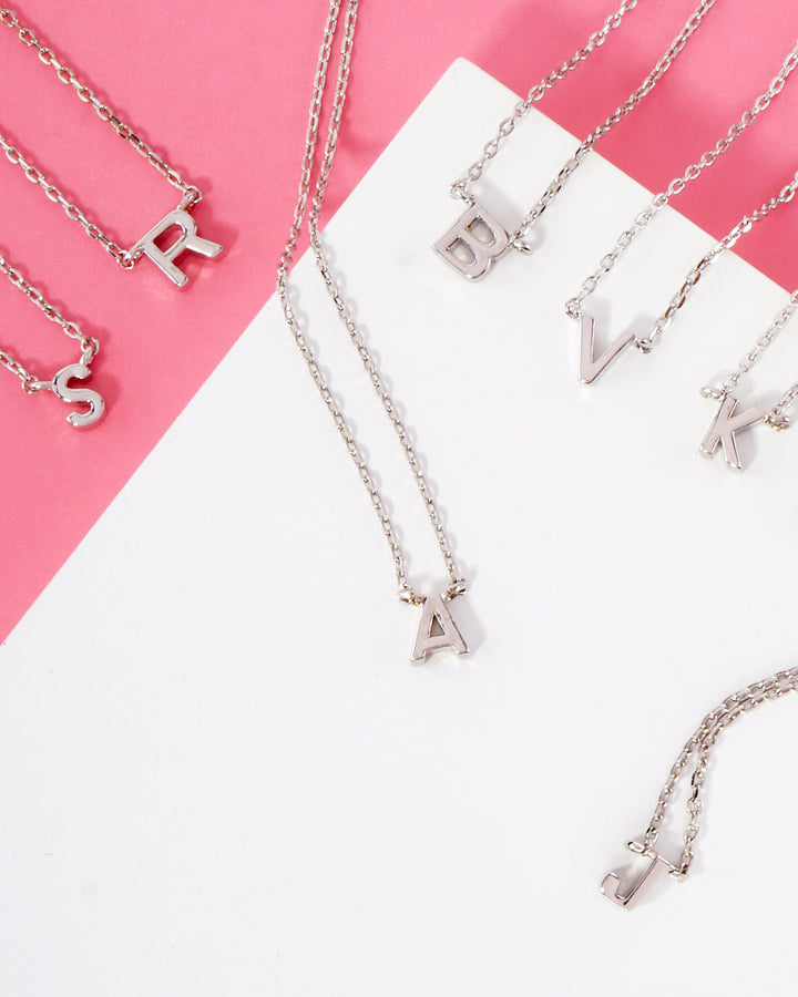 Dainty White Gold Initial Necklace - Pick Your Initial Trendy Wholesale