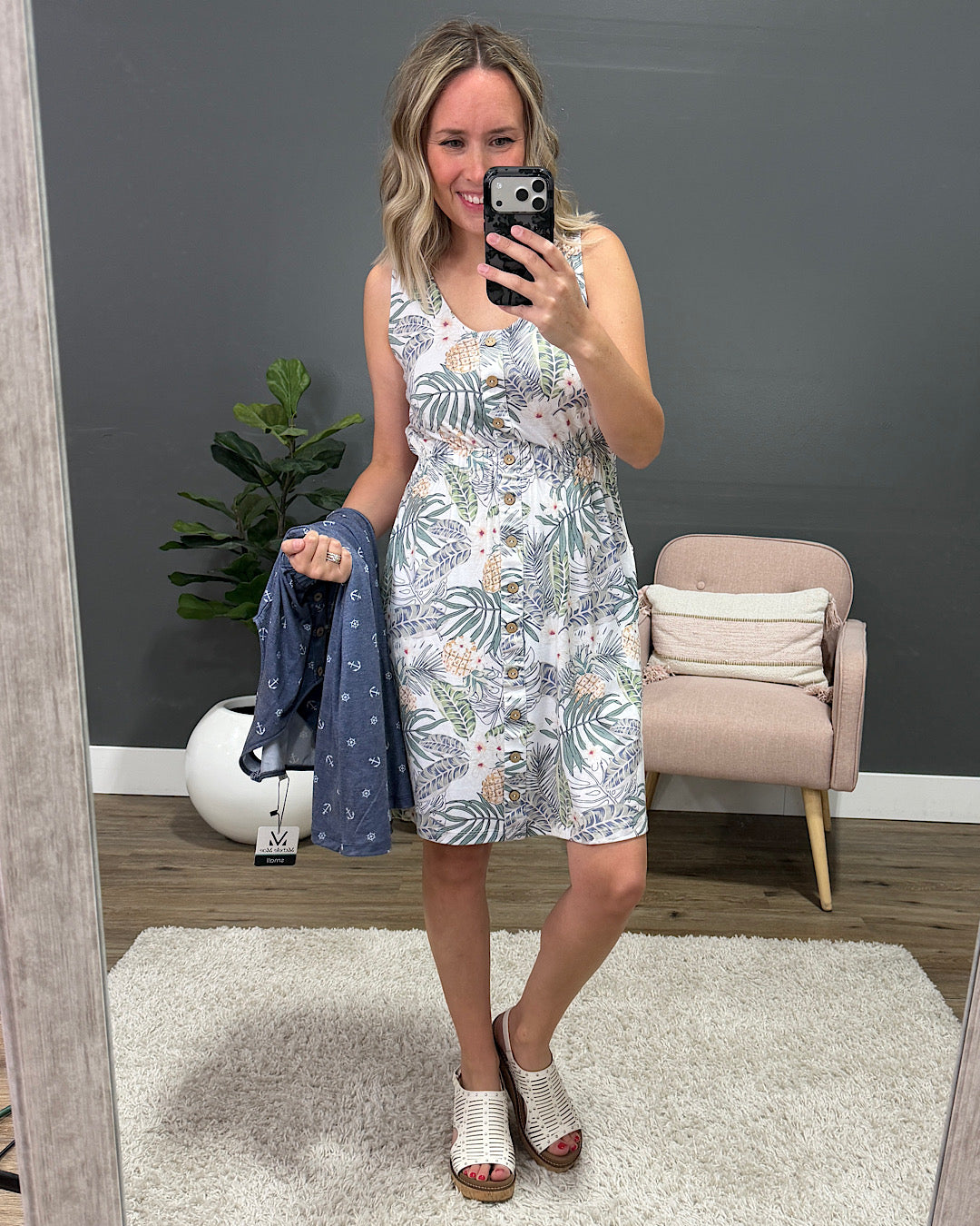 NEW! Beverly Button Tank Dress - Nautical Navy Michelle Mae