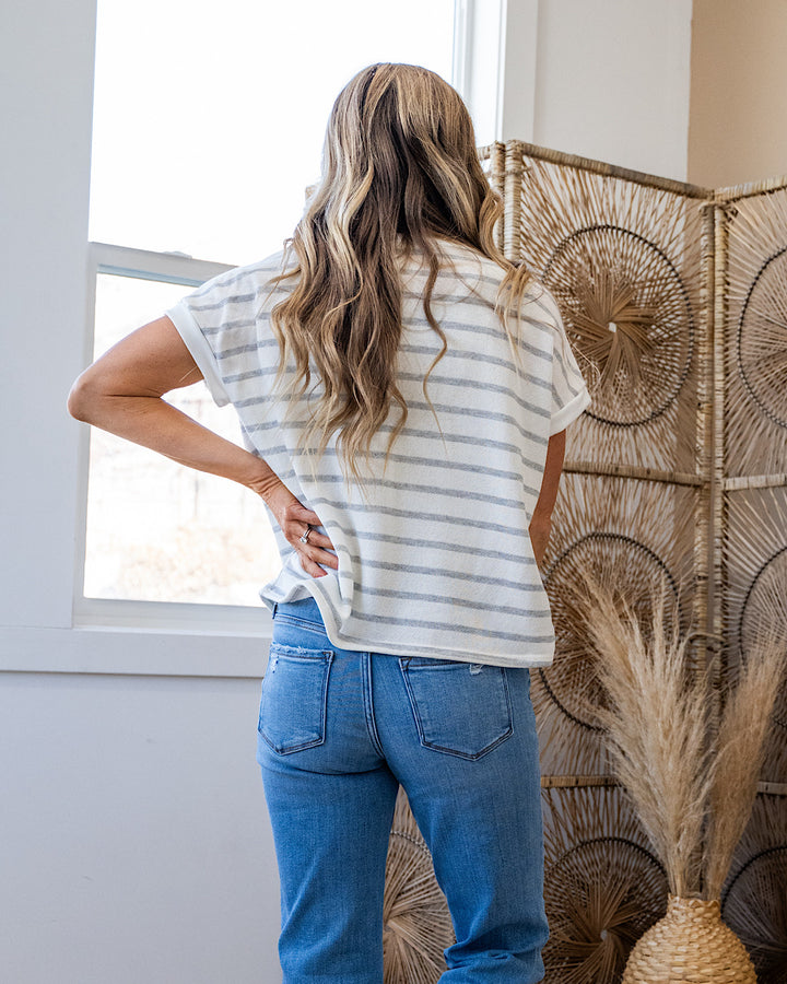 Nina Faded Striped Drop Shoulder Top - Ivory SALE Lovely Melody