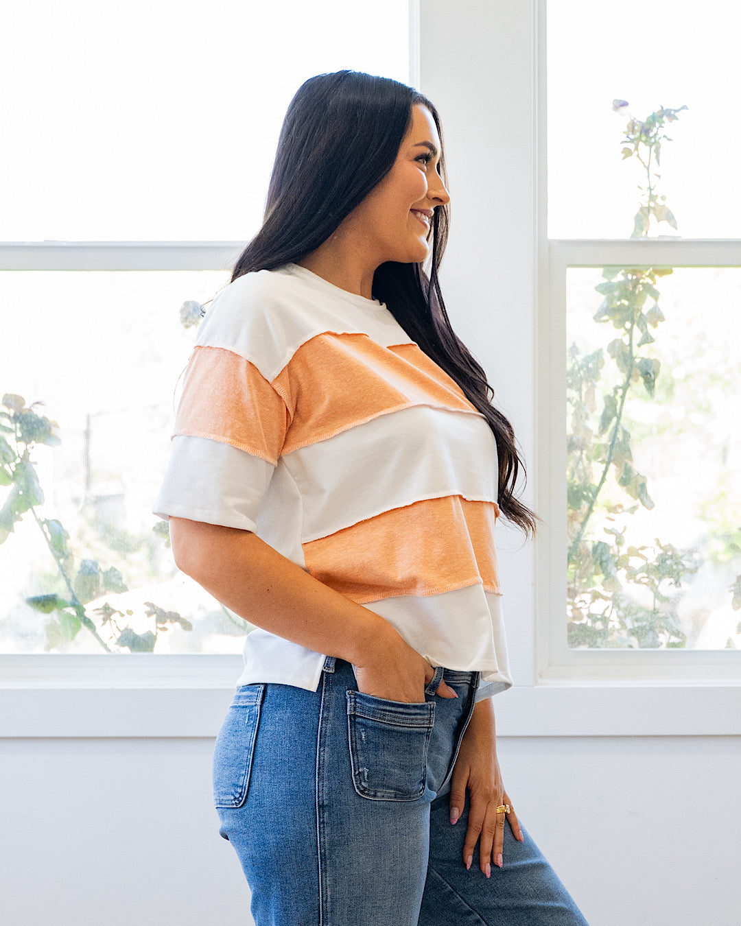 NEW! Maya Color Block Top - Peach Lovely Melody