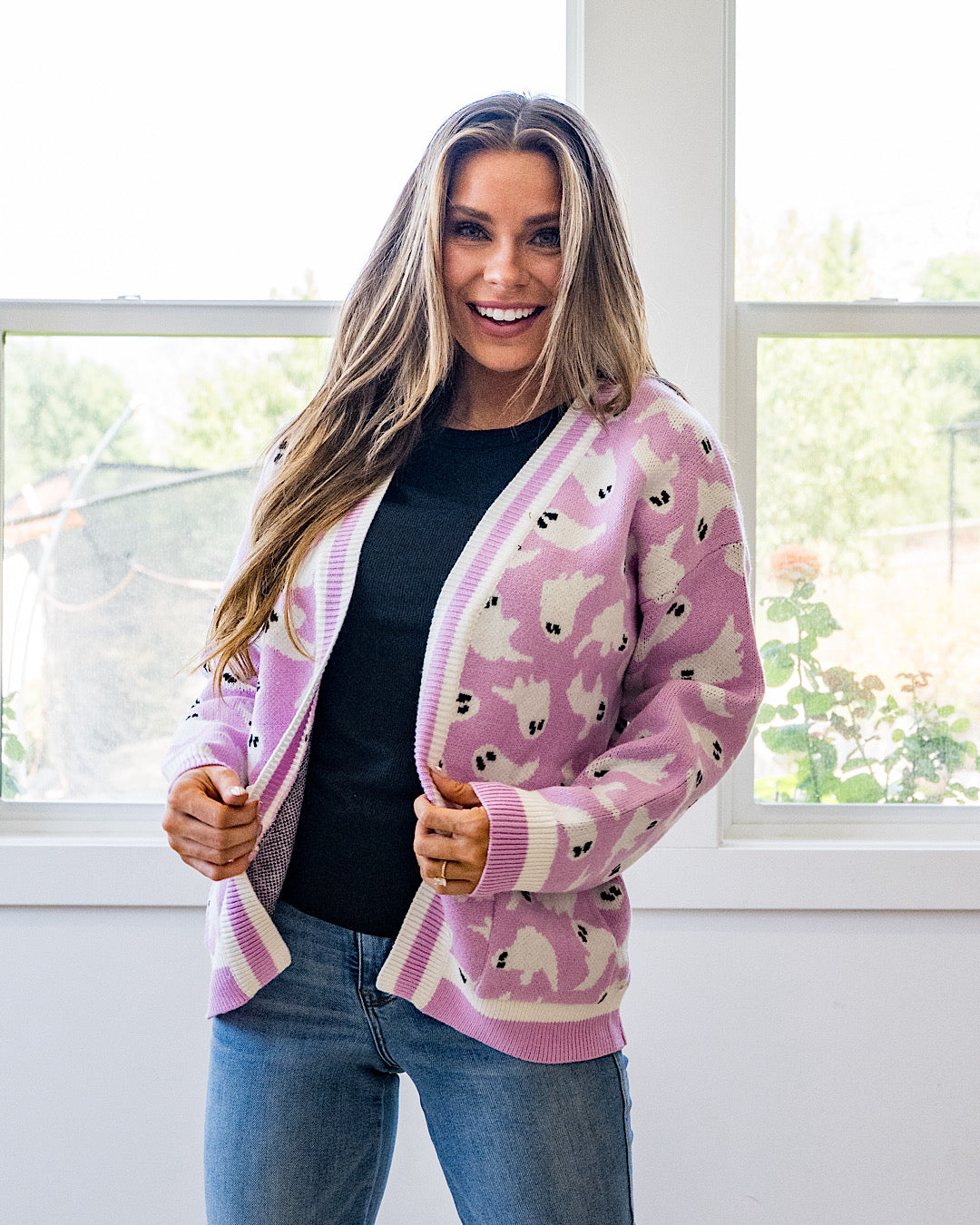 NEW! Ghost Pocket Cardigan - Pink Michelle Mae