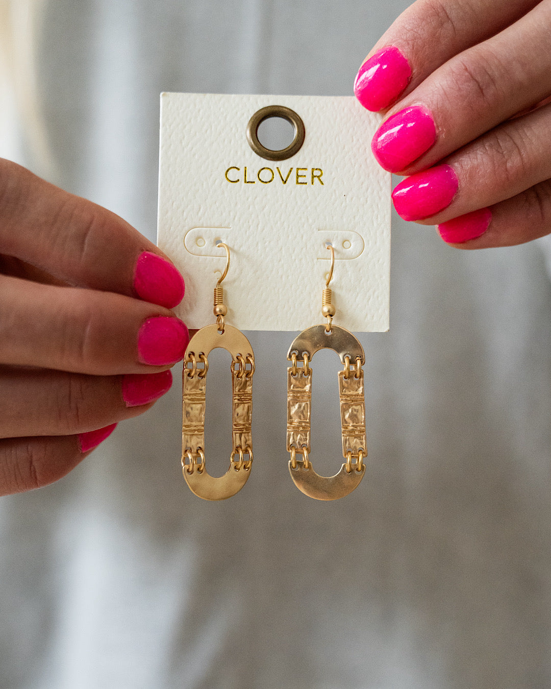 Textured Metal Geometric Dangle Earrings - Gold Trendy Wholesale