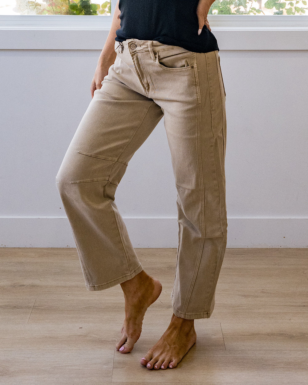 Alexandra Non Distressed Barrel Jeans - Color Options Available! Zenana Ash Mocha