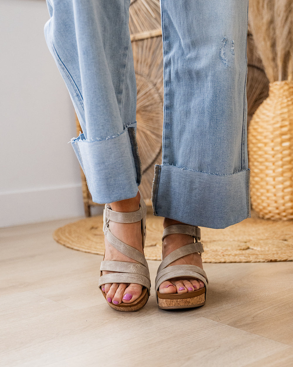 Very G Harriet Cork Wedge Sandals - Cream FINAL SALE Very G