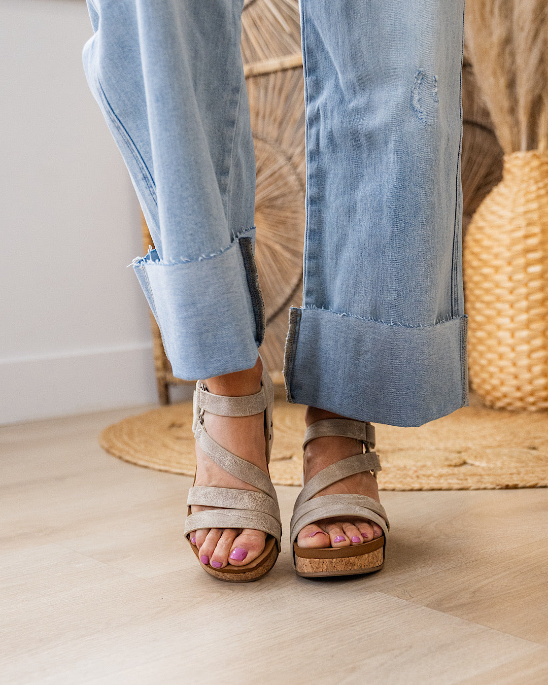 Very G Harriet Cork Wedge Sandals - Cream FINAL SALE Very G