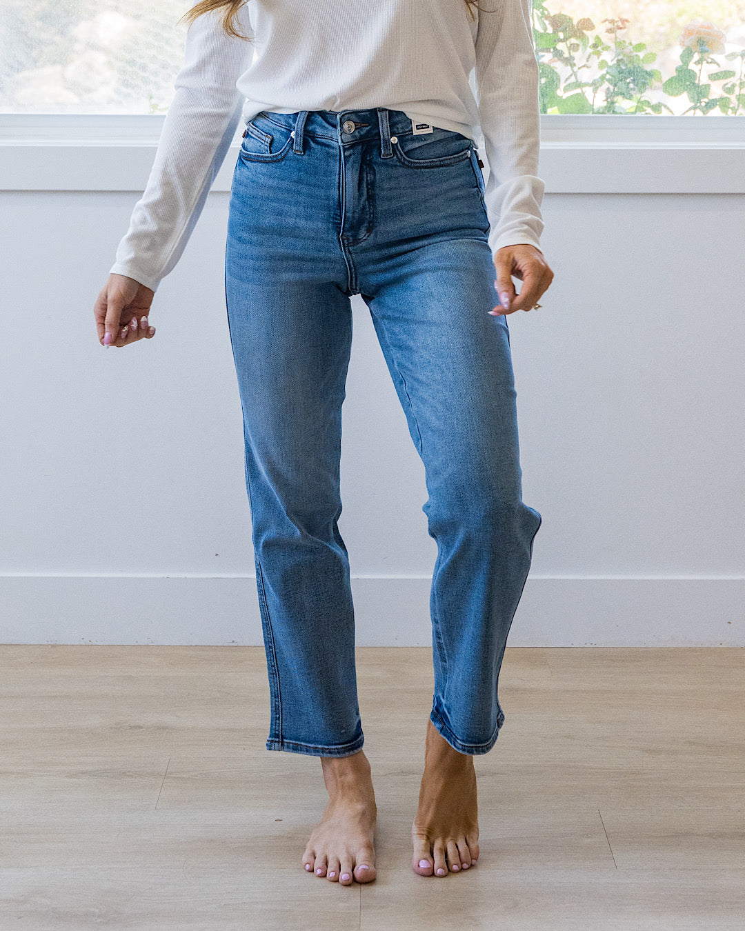 Judy Blue Keep You Non Distressed Control Top Straight Jeans Judy Blue