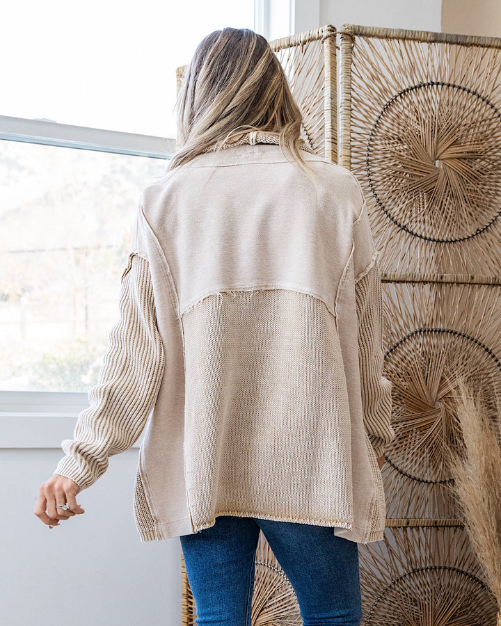 NEW! Beth Vintage Knit Grandpa Cardigan - Khaki