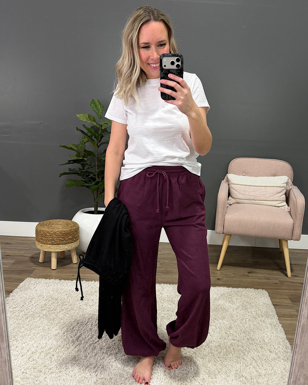 NEW! Allison Knit Joggers - Dark Cherry