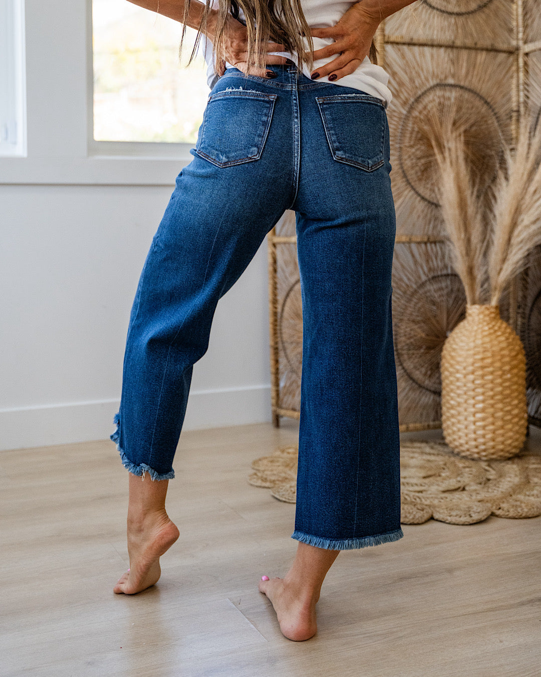 Judy Blue Morgan Distressed Hem Wide Leg Jeans Judy Blue