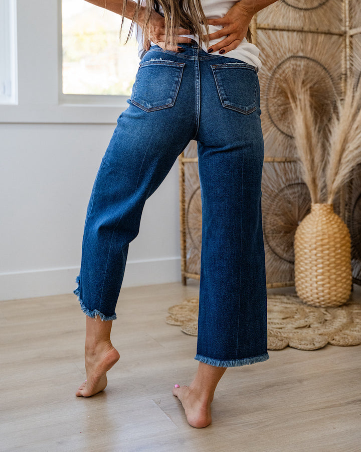 Judy Blue Morgan Distressed Hem Wide Leg Jeans Judy Blue