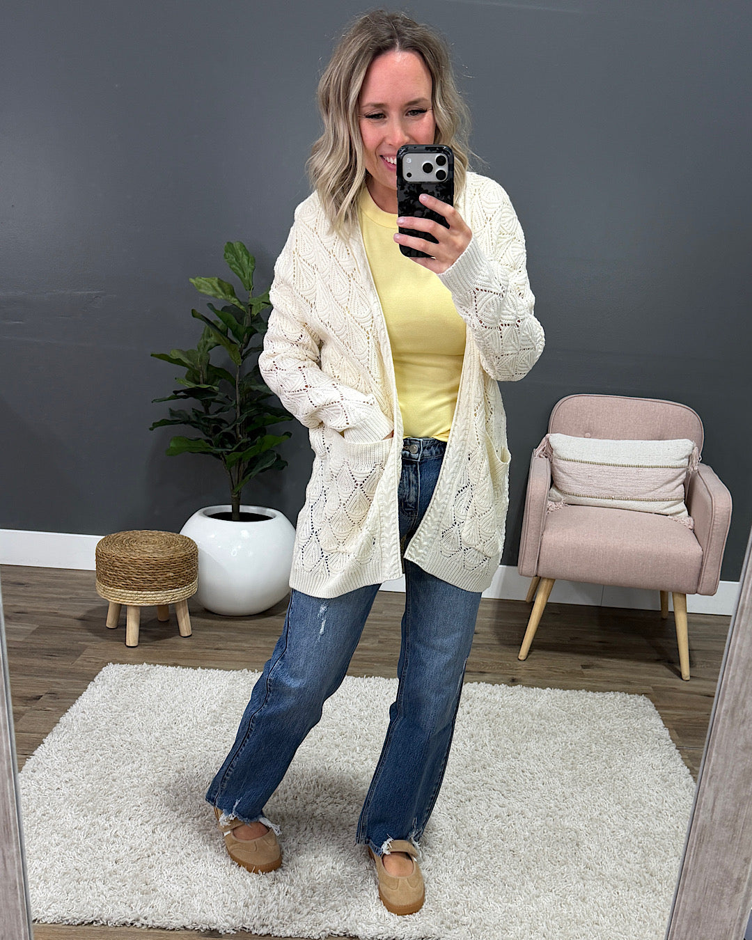 Promise Me Open Knit Cardigan - Ivory Michelle Mae