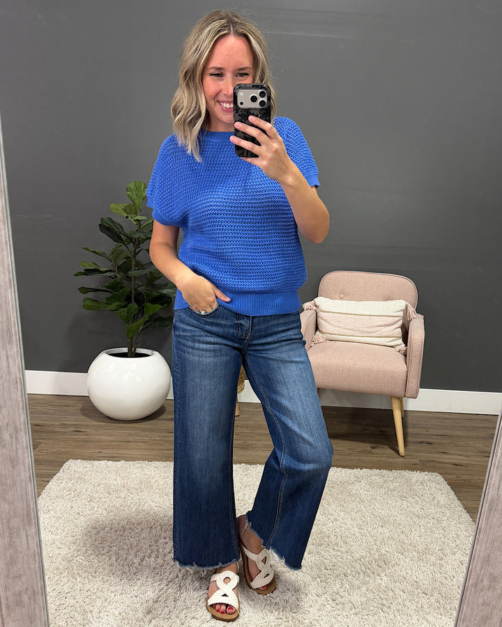 NEW! Nicole Crochet Knit Top - Royal Staccato