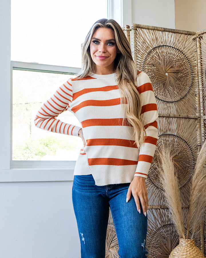 Kimberly Stripe Knit Top - Color Options Available! Bibi Rust