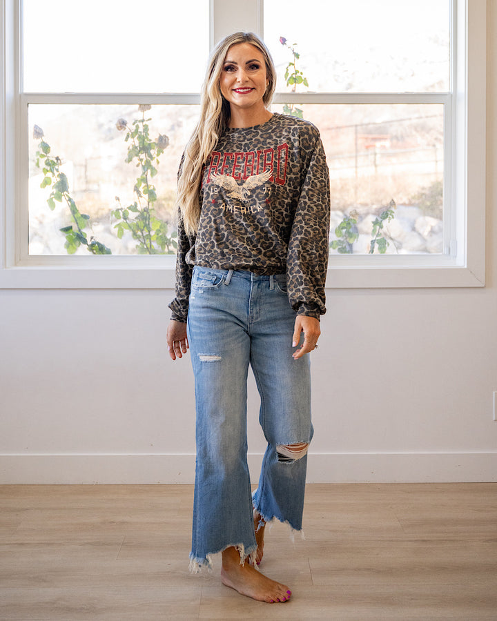 Free Bird America 1977 Leopard Long Sleeve Top Zutter