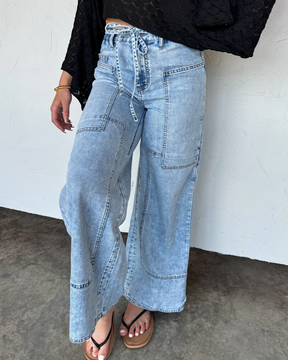Blakely Say Yes Tie Waist Wide Leg Jeans Blakely