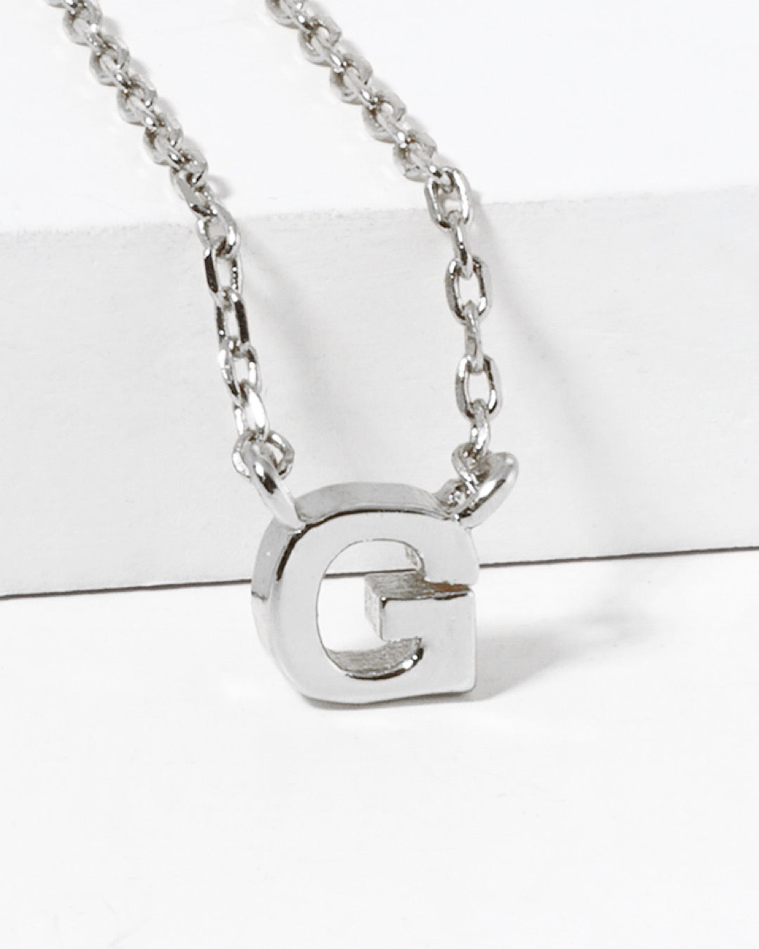 Dainty White Gold Initial Necklace - Pick Your Initial Trendy Wholesale G One Size