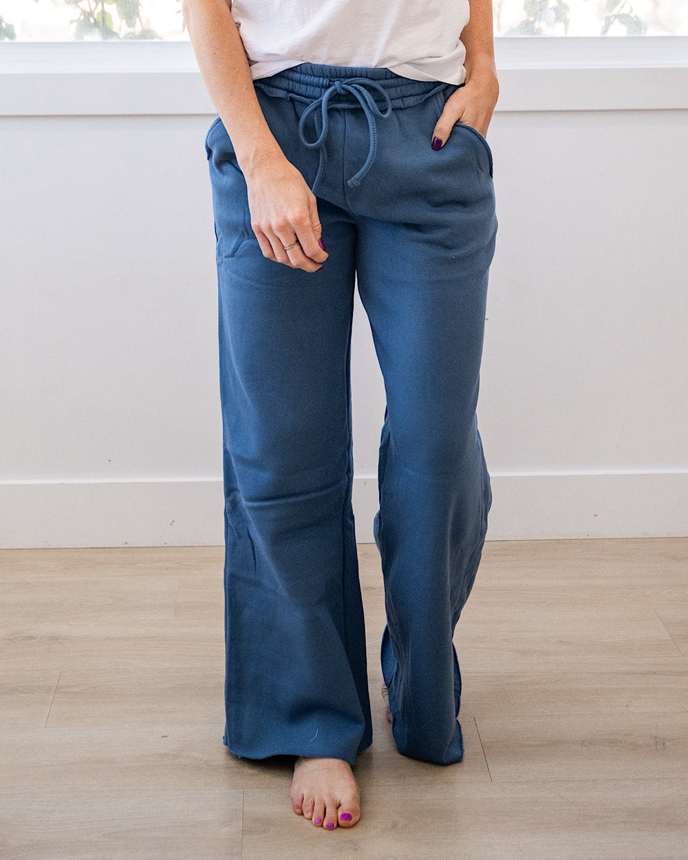 Wide Leg Lounge Pants - Dusty Blue Zenana