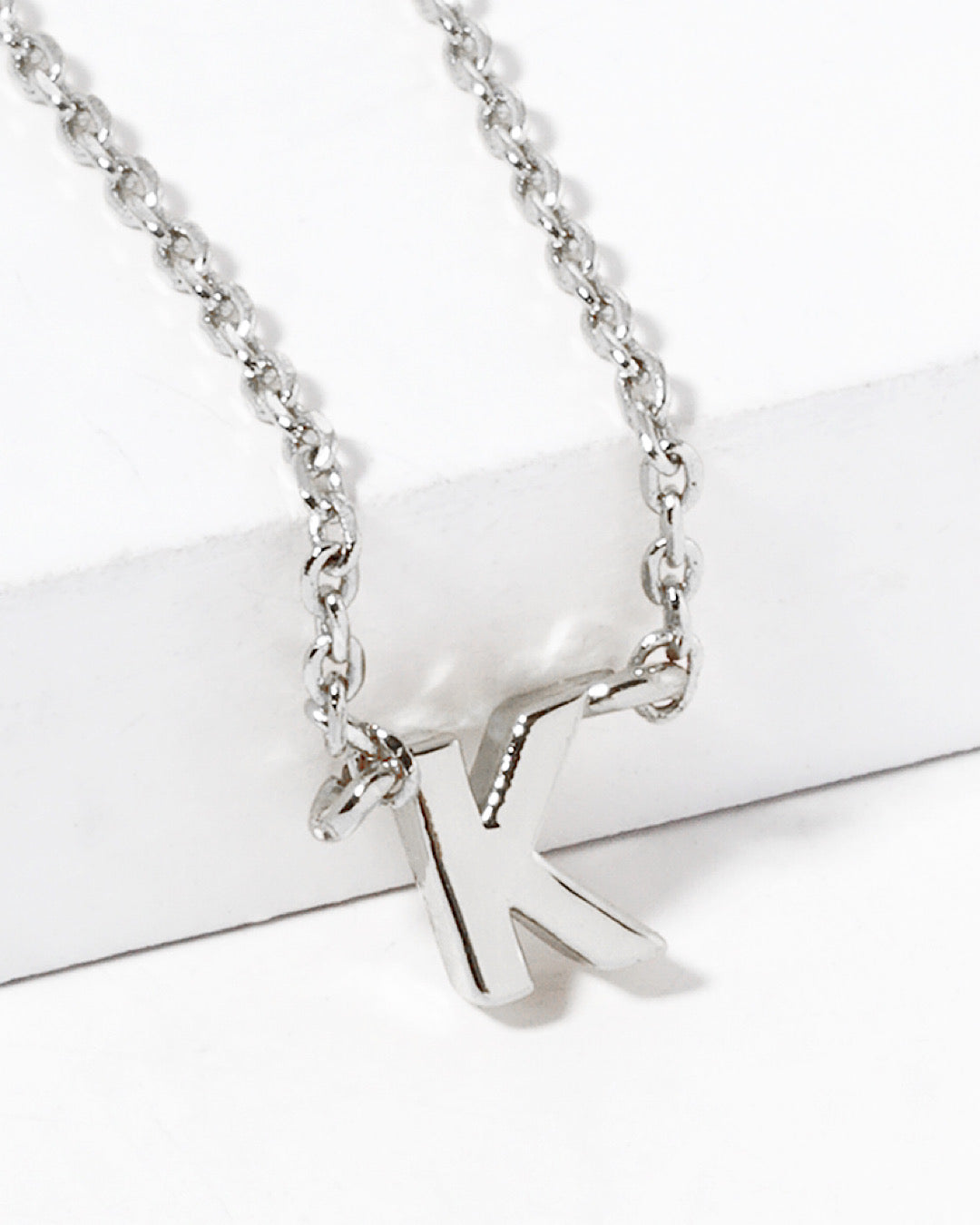 Dainty White Gold Initial Necklace - Pick Your Initial Trendy Wholesale K One Size