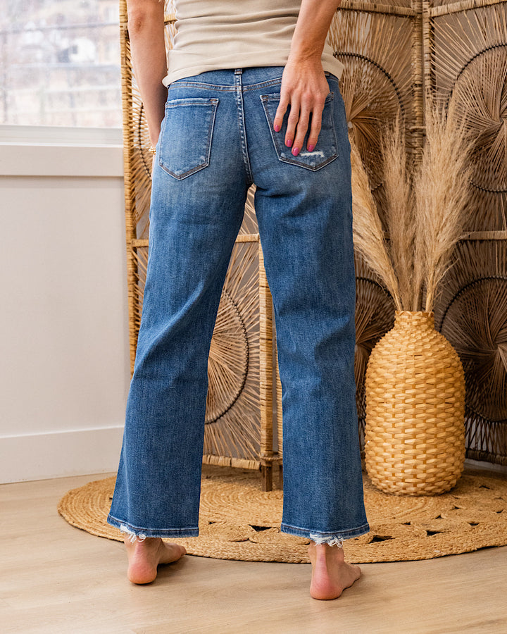 Lovervet I Knew It Distressed Knee Wide Leg Jeans Vervet