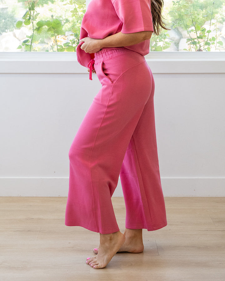 NEW! Kendall Scuba Fabric Wide Leg Pants - Brink Pink Rae Mode