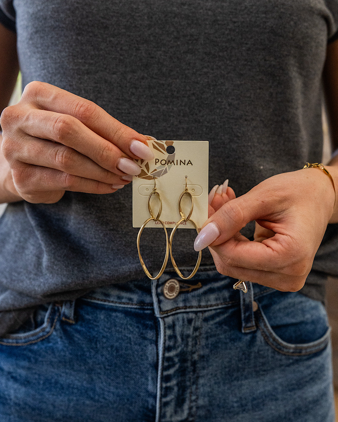 Twisted Brass Dangle Earrings - Gold Trendy Wholesale
