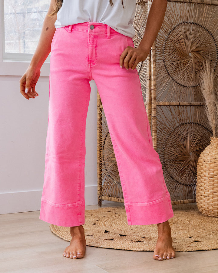 KanCan Jess Wide Leg Jeans - Neon Pink KanCan